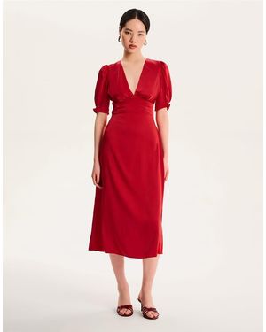 OMNES Odette Cut Out Back Midi Dress - Red