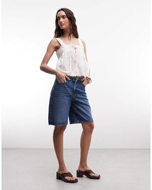 Noisy May High Waist Bermuda Shorts - Blue