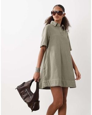 ASOS Vestito Camicia Stile Polo Svasato - Neutro