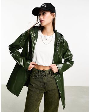 Noisy May Droplets Waterproof Vinyl Rain Jacket - Green