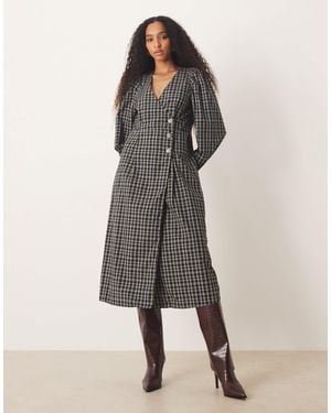 Y.A.S Asymetric Button Midi Dress - Gray