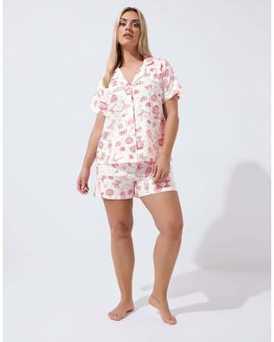 Yours Clothing Printed Short Pyjama Set - White