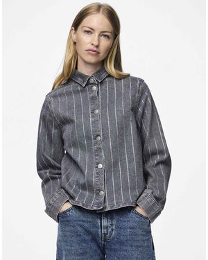 Pieces – jeanshemd - Grau