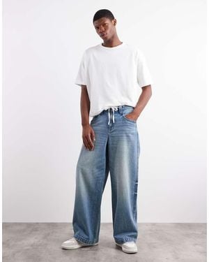 ASOS Extreme baggy Fit Jeans With Embroidered Back Pocket - Natural
