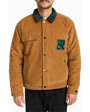 RVCA Post Dayshift Cord Jacket With Flannel Lining - Brown