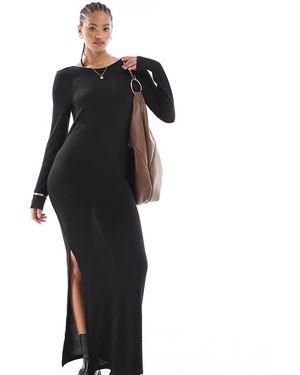 Noisy May Scoop Back Knitted Maxi Dress - Black