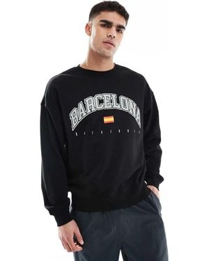 New Look Oversized Barcelona Sweatshirt - Black