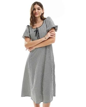 Nobody's Child Bertie Micro Gingham Midi Dress - Grey