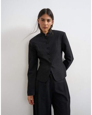 TOPSHOP Giacca Stile Batterista Nera - Blu