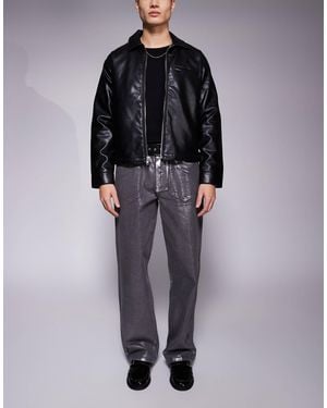 Liquor N Poker – beschichtete, weite jeans - Schwarz