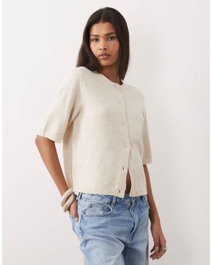 Vila Gilet à manches courtes en maille douce - crème chiné - Blanc