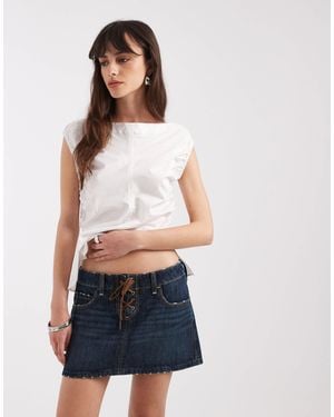 Hollister Y2k Denim Lace Up Mini Skort - Blue