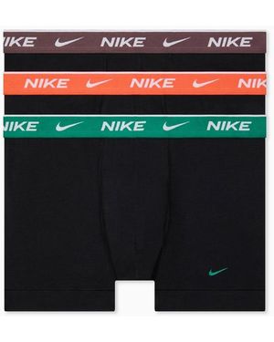 Nike Pack De 3 Calzoncillos Negros Básicos Con Cinturillas De Color Verde, Naranja Y Marrón De Algodón Essential Cotton De