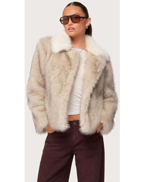 Edikted Contrast Collar Faux Fur Jacket - Natural