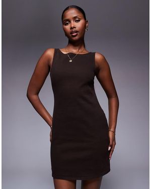 ASOS Denim Stretch Mini Dress With Seam Detail - Brown