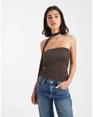 Miss Selfridge Top A Fascia A Pois Con Sciarpa - Blu