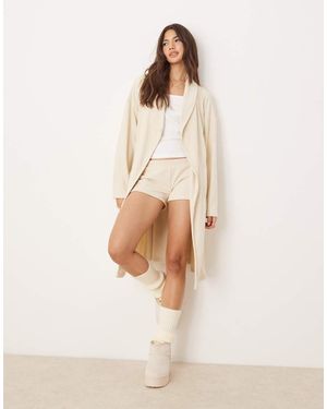ASOS Bata De Estar Por Casa De Punto Mullido De -Blanco