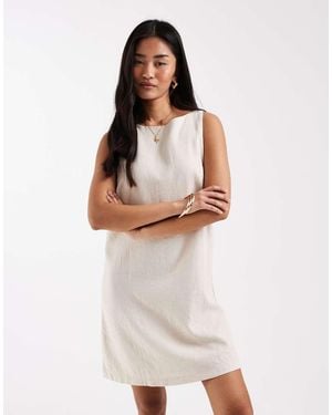 New Look Linen Tie Back Mini Dress - Natural