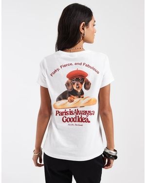 Noisy May Regular Fit T-shirt With Dachshund Print - White