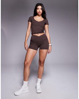 4505 Icon Wrap Waist 3 Inch Booty Shorts - Brown