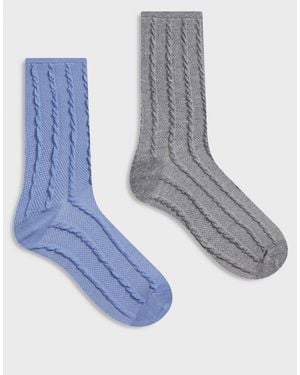 ASOS Pack Of 2 Textured Rib Socks - Blue