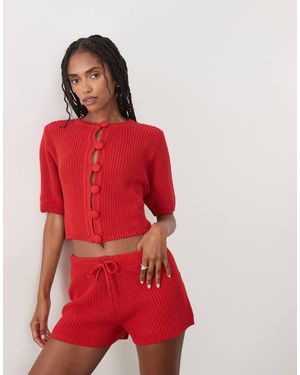ASOS Knitted Cotton Blend Shorts Co-Ord - Red