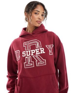 Superdry Athletic Essentials Applique Relaxed Hoodie - Red