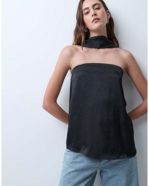 Vero Moda Top Palabra De Honor Con Detalle De Pañuelo En - Negro