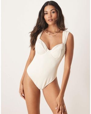 Peek & Beau Underwire Swimsuit With Ruched Straps - White