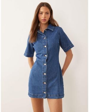 ASOS Denim Shirt Mini Dress - Blue