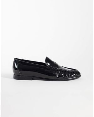 ASOS Slim Penny Loafer With Ruching - Black