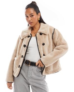 Threadbare Faux Fur Button Up Jacket - Natural