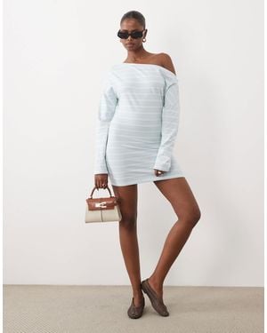 The Frolic Exclusive Off Shoulder T-shirt Mini Dress - Gray