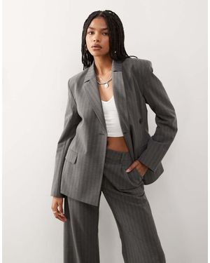 Weekday Blazer Mélange A Righe - Grigio