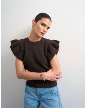 TOPSHOP – kurzärmliges strickoberteil - Schwarz