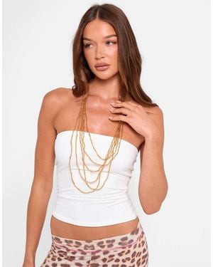Public Desire Beaded Long Layered Necklace - White