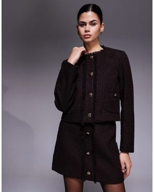 River Island Patch Pocket Detail Boucle Jacket - Black