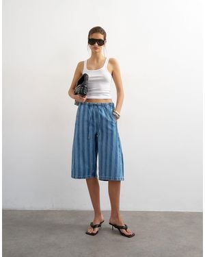TOPSHOP Denim Pull On Barrel Short - Blue
