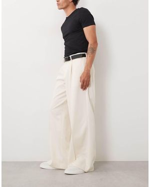 ASOS Tailored Loose Leg Trousers - White