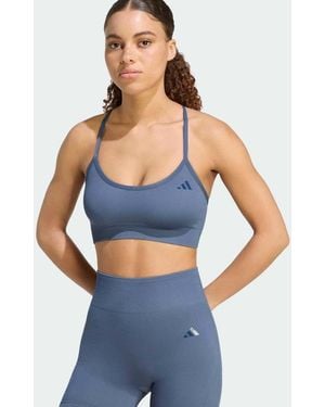 adidas Originals Workout Essentials Light-support Knit Bra - Blue
