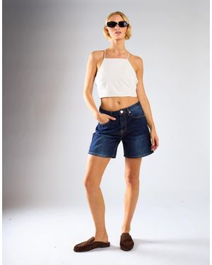 NARRATED Tie Back Detail Crop Top - Blue