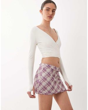 Cotton On Minifalda Rosa De Satén Y Encaje De -Violeta - Blanco