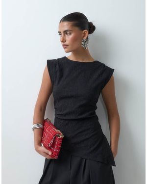 JJXX Structured Top With Asymmetric Hem - Black