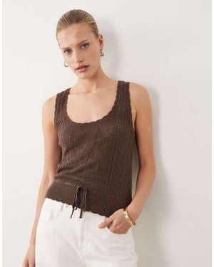 Abercrombie & Fitch Crochet Cinched Waist Top - Brown