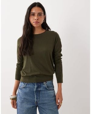 Mango Round Neck Lightweight Sweater - Green