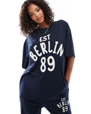 ASOS Regular Fit T-shirt Co-ord With Applique Berlin Graphic - Blue