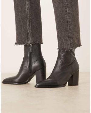 Mango Botines Negros De Tacón De Estilo Wéstern De