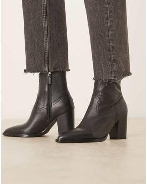 Mango Heeled Western Ankle Boot - Black