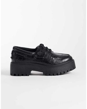 Timberland Stone Street Platform Scarpe Da Barca A 3 Occhielli Nere - Nero