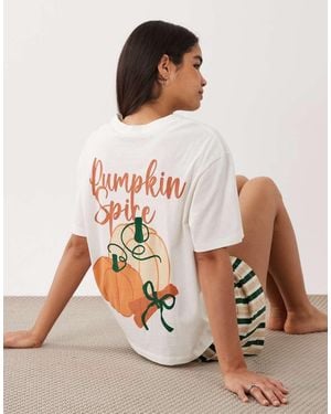 ASOS Oversized Tee And Shorts Pyjama Set - Brown